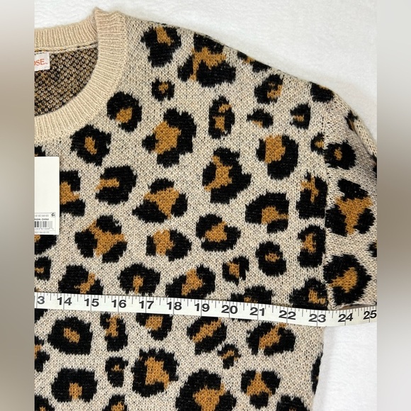 KNOX ROSE Cheetah Leopard Animal Print Crew Neck Sweater Size Medium Boho Fall - Picture 13 of 13